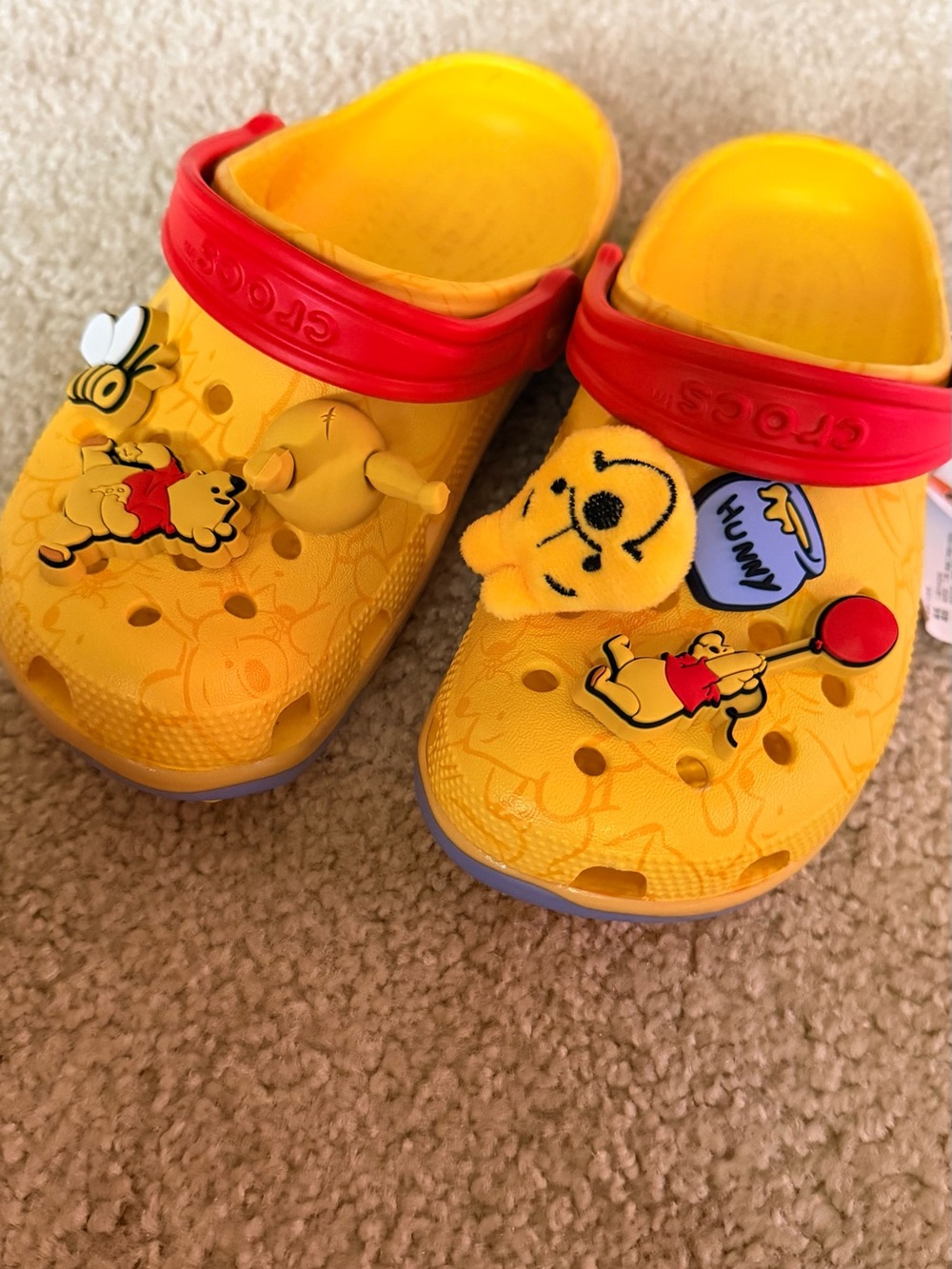 CROCS Yellow Kids' Winnie the Pooh Clogs with Red Strap